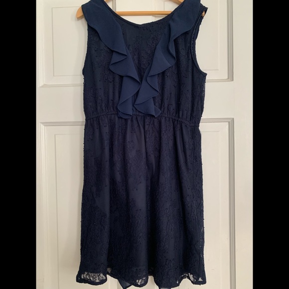 Bardot juniors Navy lace ruffle dress - Picture 3 of 6